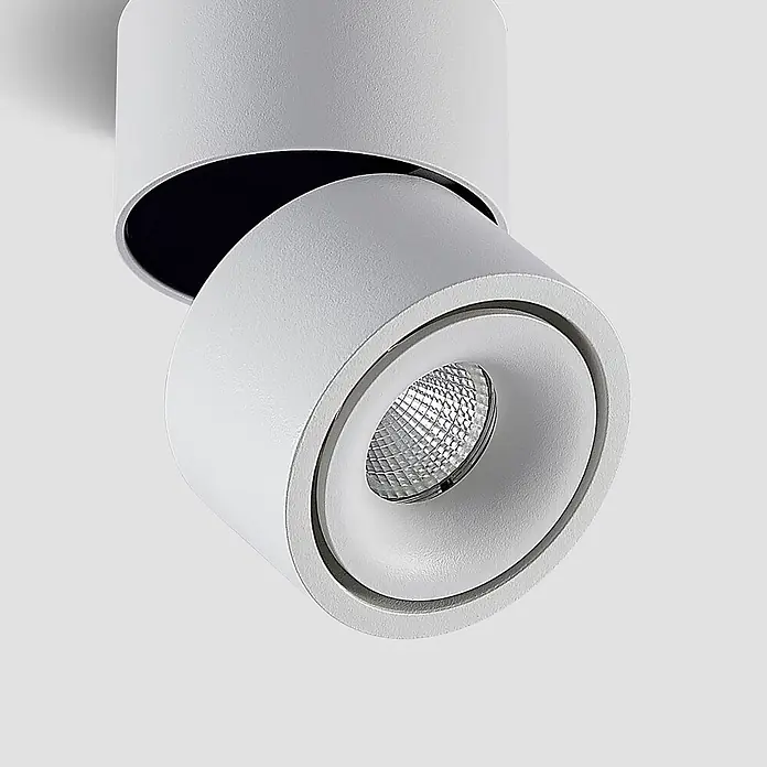Arcchio LED Deckenlampe in weiß, Deckenstrahler -  - Weißer, zylindrischer, verstellbarer LED-Strahler mit strukturierter Oberfläche, nach unten geneigt.