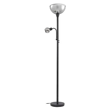 Lindby Deckenfluter in grau, schwarz, Stehlampe Wohnzimmer