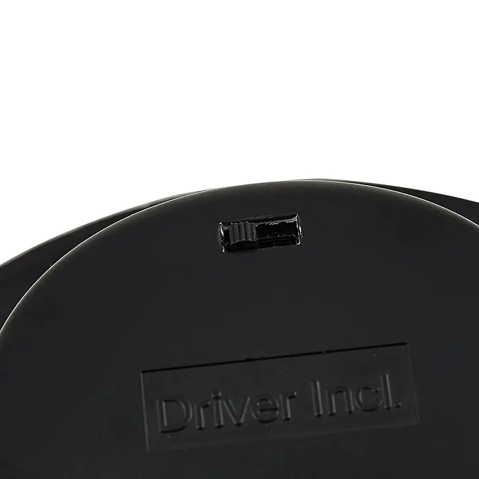 Prios Einbauleuchte - schwarz - Schwarzes Gerät mit "Driver Incl."-Prägung und kleinem Schiebeschalter.