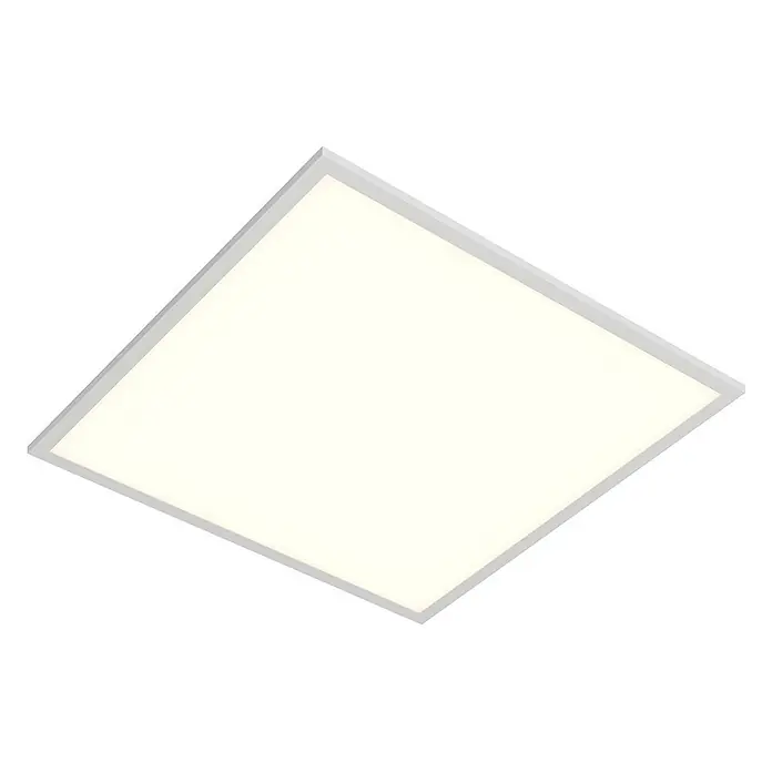 Arcchio LED Panel Deckenleuchte in weiß, Deckenlampe Büro -  - Beleuchtetes quadratisches LED-Panel mit weißem Diffusor und silbernem Rahmen.