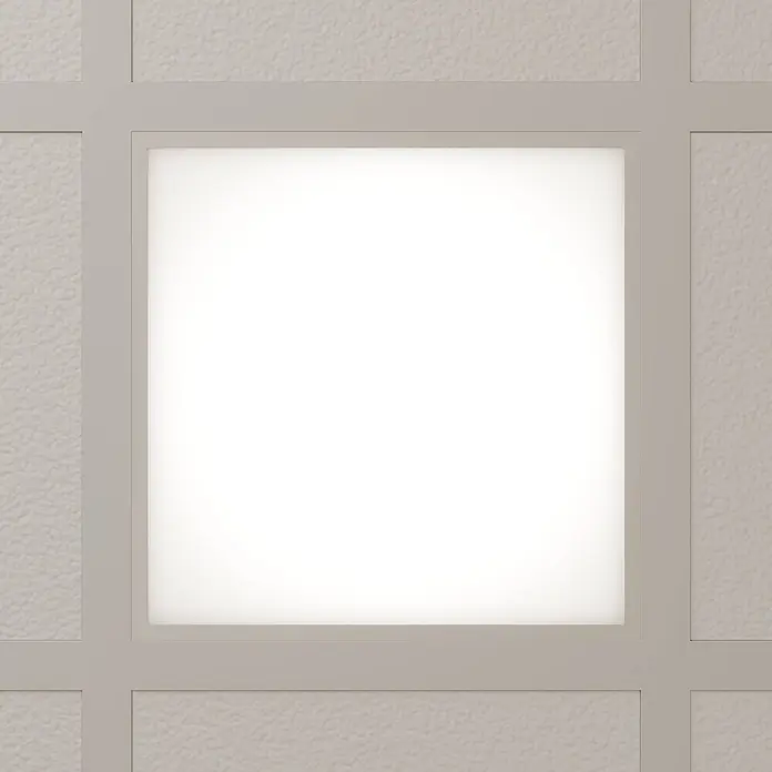 Arcchio LED Panel Deckenleuchte in weiß, Deckenlampe Büro -  - Quadratische weiße LED-Panel-Leuchte, in hellgraues strukturiertes Gitter integriert.