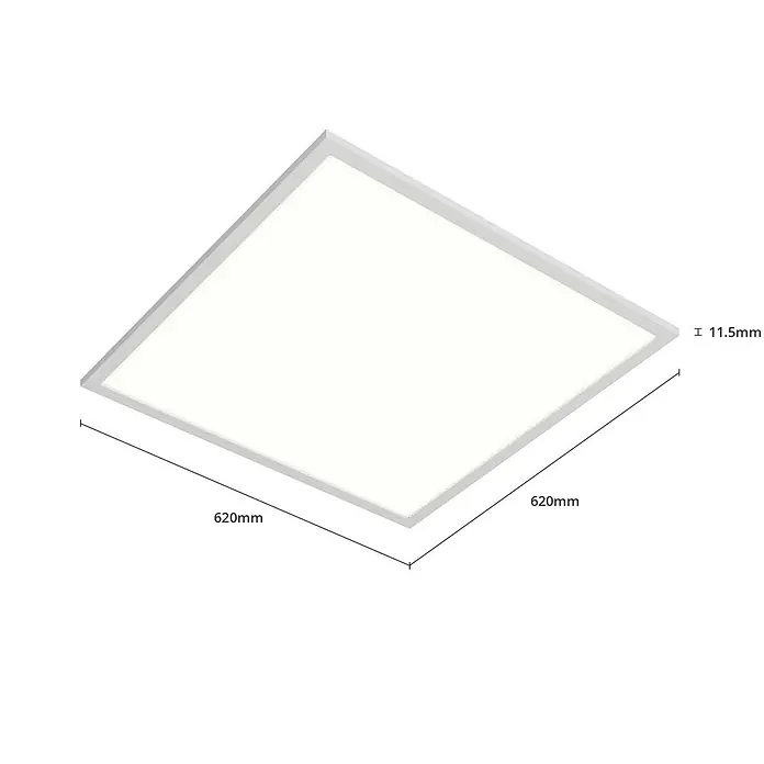 Arcchio LED Panel Deckenleuchte in weiß, Deckenlampe Büro -  - Dünne quadratische weiße LED-Panel mit schmalem silbernen Rahmen. Maße: 620x620x11,5mm.