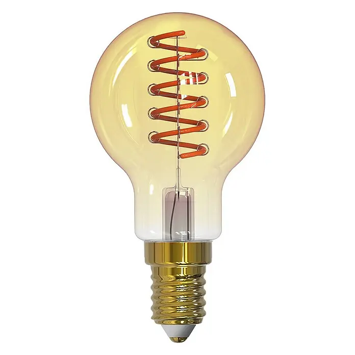 Arcchio LED-Lampe LED-Leuchtmittel - E14, Nicht Dimmbar, Warmweiß, 330 lm, 4,9 W - Klare LED-Glühbirne aus Glas mit goldenem E14-Schraubsockel und sichtbarer spiralförmiger rötlich-oranger Glühwendel.