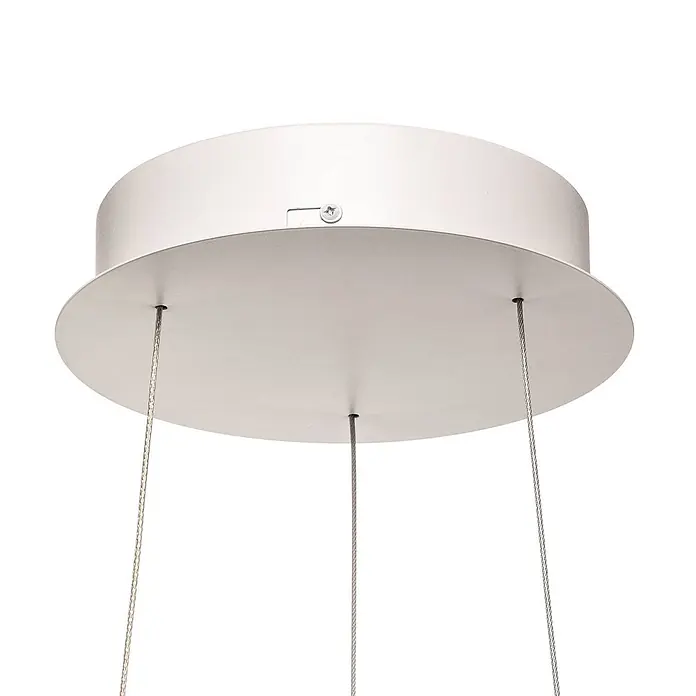 Arcchio LED Pendelleuchte in weiß, Hängelampe -  - Weiße Deckenrosette aus Metall mit drei Aufhängeseilen für eine Pendelleuchte.