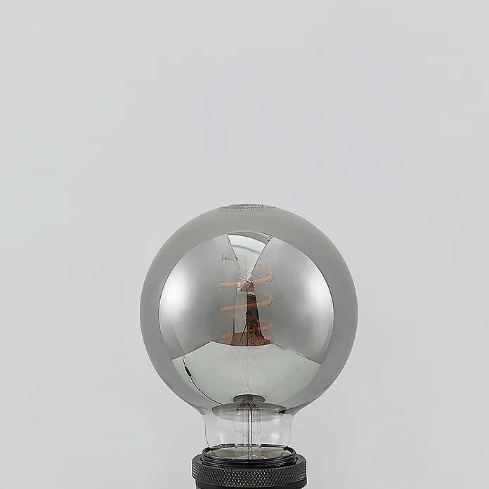 Lucande Leuchtmittel in rauchgrau, -  - Sphärische LED-Glühbirne aus Rauchglas mit sichtbarem Spiralglühfaden und E27-Sockel.