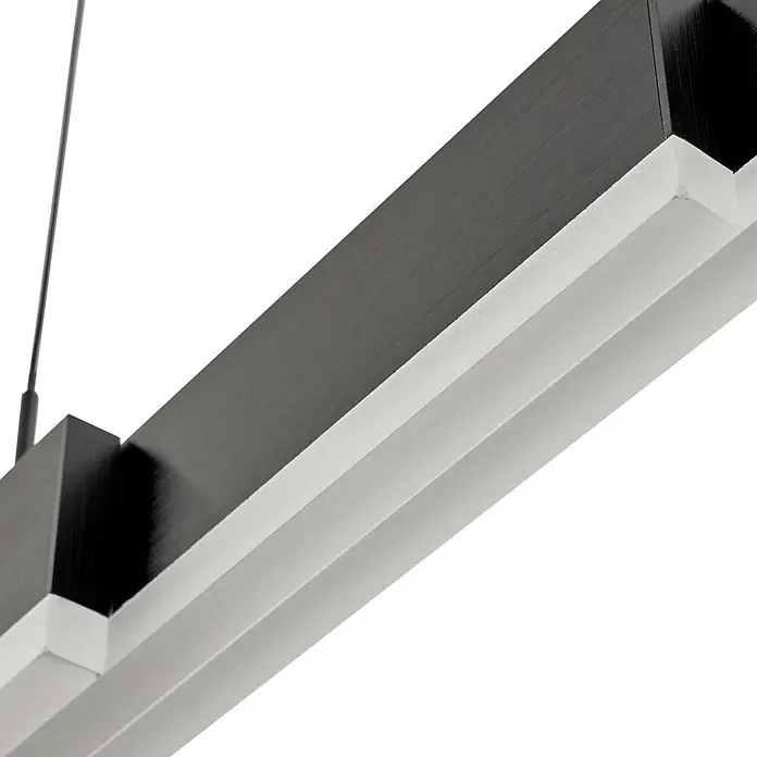 Lucande LED Pendelleuchte in schwarz, dimmbar Hängelampe -  - Moderne dunkelgraue lineare LED-Pendelleuchte mit weißem Diffusor.