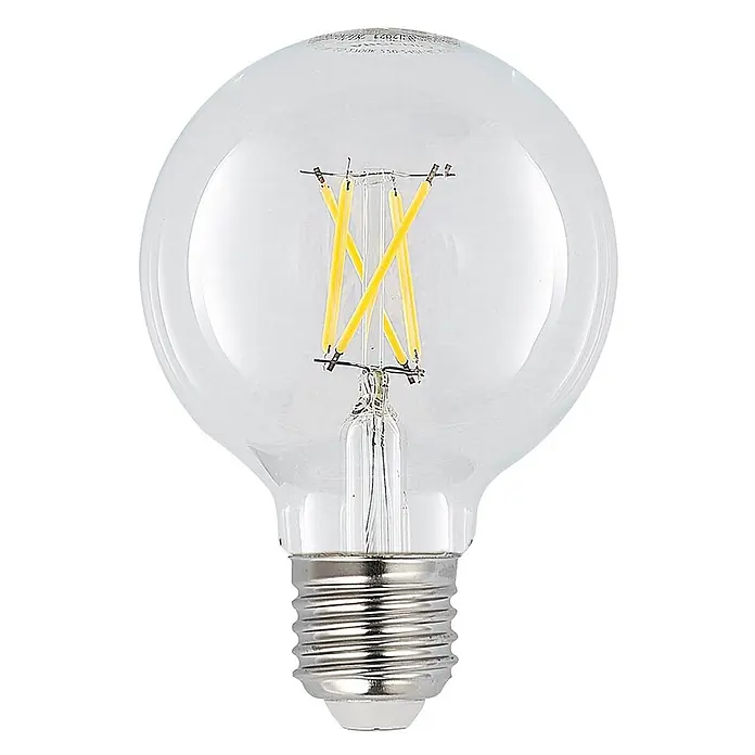 Arcchio Leuchtmittel -  - Klare Kugel-LED-Filamentlampe mit gelben Kreuzfilamenten und Metallsockel.