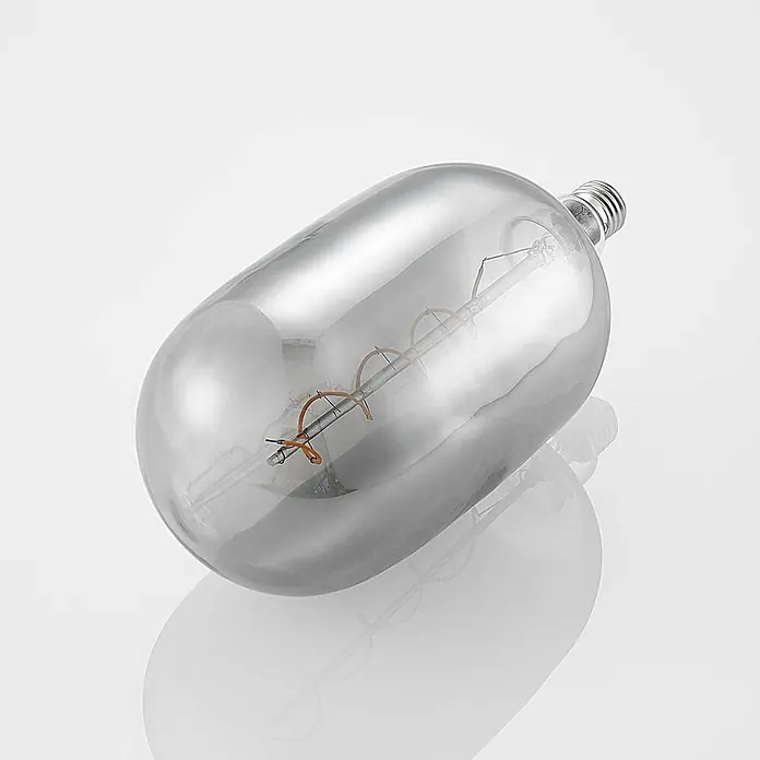 Lucande LED-Lampe E27 T140 LED 4W - E27, Nicht Dimmbar, Warmweiß, 120 lm, 4 W - Längliche dekorative Glühbirne mit rauchgrauem Glas, sichtbarem Wendelfilament und Edison-Schraubsockel.