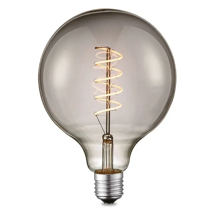 Lucande Leuchtmittel -  - Rauchgraue Globe-LED-Filamentlampe mit Spiralfilament und silbernem E27-Sockel.