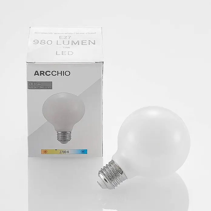 Arcchio Leuchtmittel -  - ARCCHIO E27 LED-Glühbirne, 4W (70W Äquiv.), 980 Lumen, 2700K warmweiß, mit weißer Verpackung.