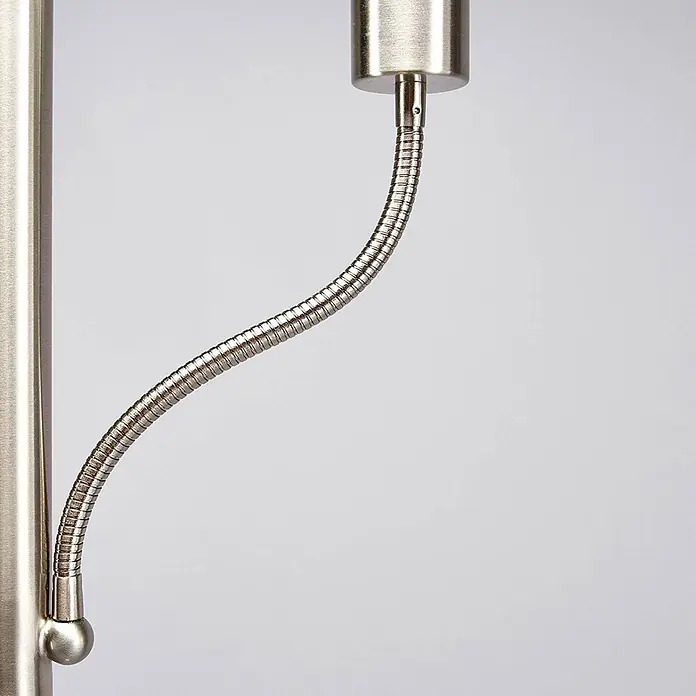 Lindby Stehlampe, Deckenfluter verstellbarer Lesearm, ohne Leuchtmittel -  - Verstellbarer Lampenarm aus gebürstetem Metall mit Schwanenhals.