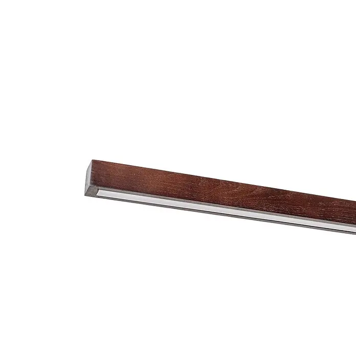 Lucande LED Pendelleuchte in walnuss, schwarz, dimmbar Hängelampe -  - Dunkelbraunes lineares LED-Profil aus Holz mit weißem Diffusorstreifen.