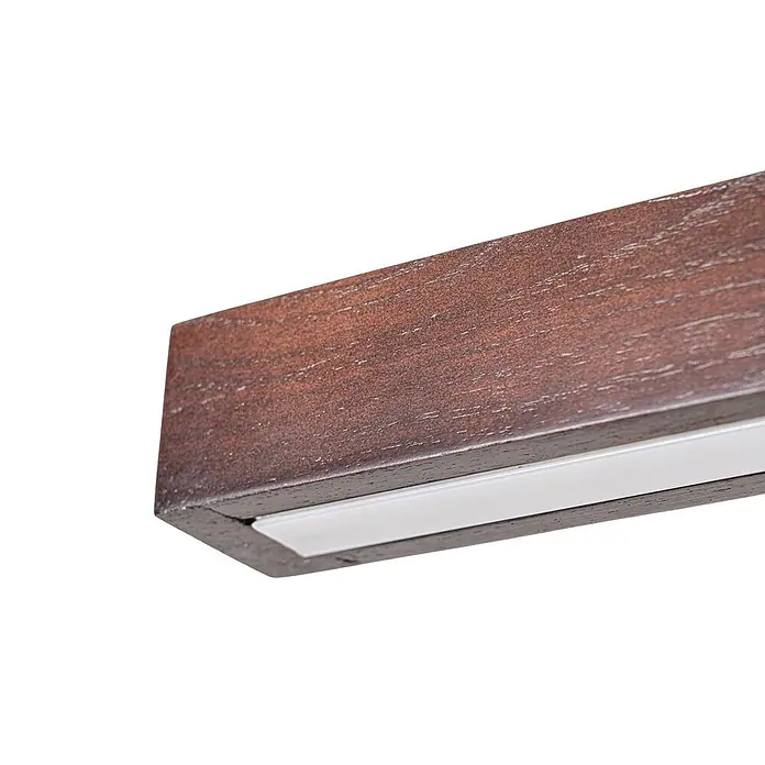 Lucande LED Pendelleuchte in walnuss, schwarz, dimmbar Hängelampe -  - Dunkelbraunes Holzprofil mit integrierter weißer LED-Lichtleiste.