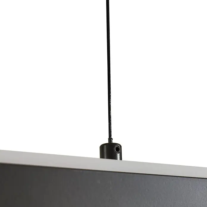 Lucande LED Pendelleuchte in schwarz, dimmbar up down Hängelampe -  - Dunkelgraue Linearleuchte mit weißem Rand und schwarzem Aufhängkabel.