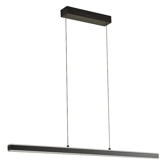 Lucande LED Pendelleuchte in schwarz, dimmbar up down Hängelampe -  - Schwarze lineare Pendelleuchte mit rechteckiger Deckenhalterung im modernen, minimalistischen Design.