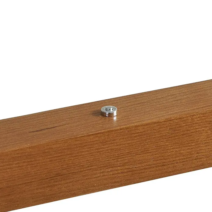 Lucande LED Pendelleuchte in holz, dimmbar Hängelampe -  - Silberne Linsenkopfschraube in einem hellbraunen Holzbalken.