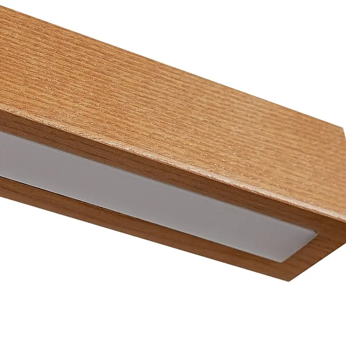 Lucande LED Pendelleuchte in holz, dimmbar Hängelampe -  - Lineare LED-Leuchte mit hellem Holzrahmen (Eiche-Optik) und einer satinierten weißen Abdeckung.
