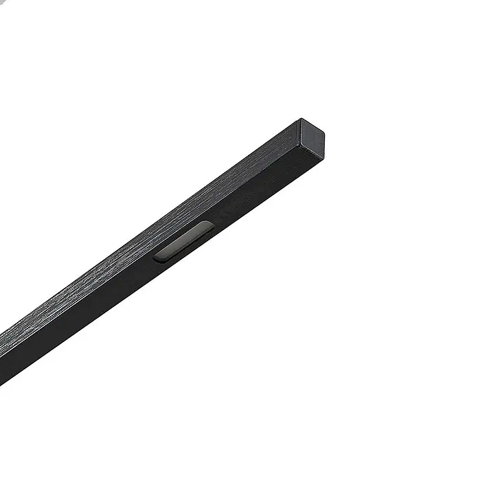 Lucande LED Pendelleuchte in schwarz matt, Hängelampe -  - Dunkles, rechteckiges Profil mit dezenter Holzmaserung und einer eingelassenen Griffmulde.
