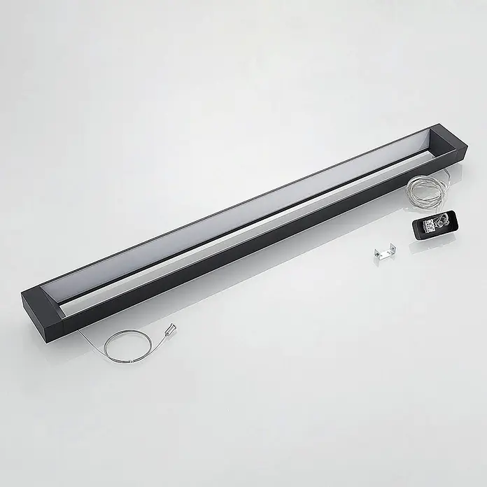 Arcchio LED Pendelleuchte Büro 122 cm, LED Hängelampe Büroleuchte 4000K -  - Schwarze, rechteckige lineare LED-Leuchte mit Aufhängeseilen und Montagehalterung.