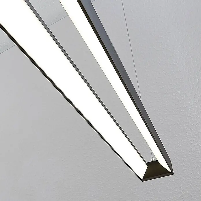 Arcchio LED Pendelleuchte Büro 122 cm, LED Hängelampe Büroleuchte 4000K -  - Moderne schwarze lineare LED-Pendelleuchte, leuchtend.