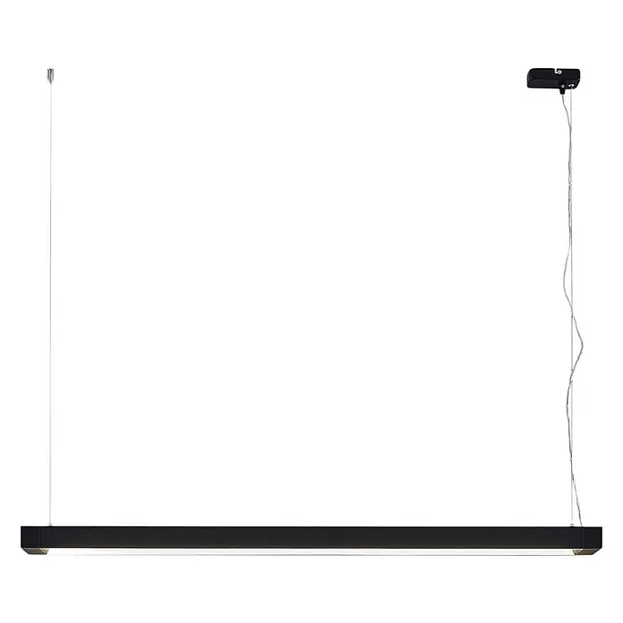 Arcchio LED Pendelleuchte Büro 122 cm, LED Hängelampe Büroleuchte 4000K -  - Schwarze lineare Pendelleuchte im modernen Design, an dünnen Kabeln aufgehängt.