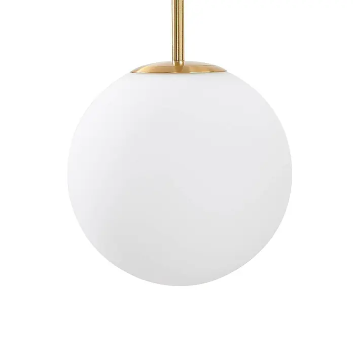 Lucande LED Pendelleuchte in weiß, gold, Hängelampe -  - Moderne Pendelleuchte mit weißer, kugelförmiger Opalglas-Kugel und goldfarbenem Metallstab.