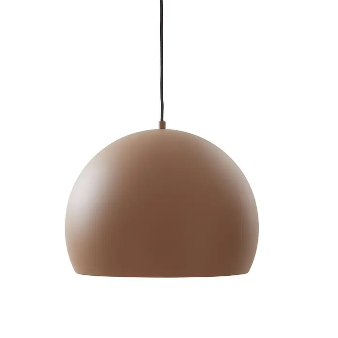 Lucande LED Pendelleuchte in hellbraun, Hängelampe -  - Matte braune kuppelförmige Pendelleuchte mit schwarzem Kabel.