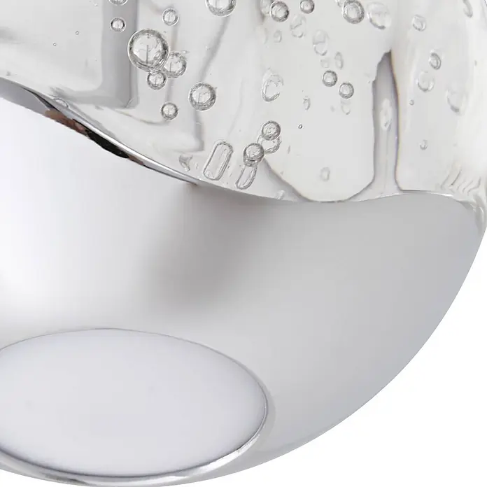 Lucande LED Pendelleuchte in transparent, chrom, Hängelampe -  - Klarglasleuchte mit Luftblasen und Chromfuß, integrierter LED.