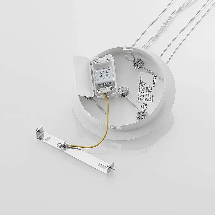 Arcchio LED Pendelleuchte in weiß, Hängelampe -  - Weiße Deckenrosette mit Innenverkabelung, Klemmenblock und Metallhalterung für eine Pendelleuchte.