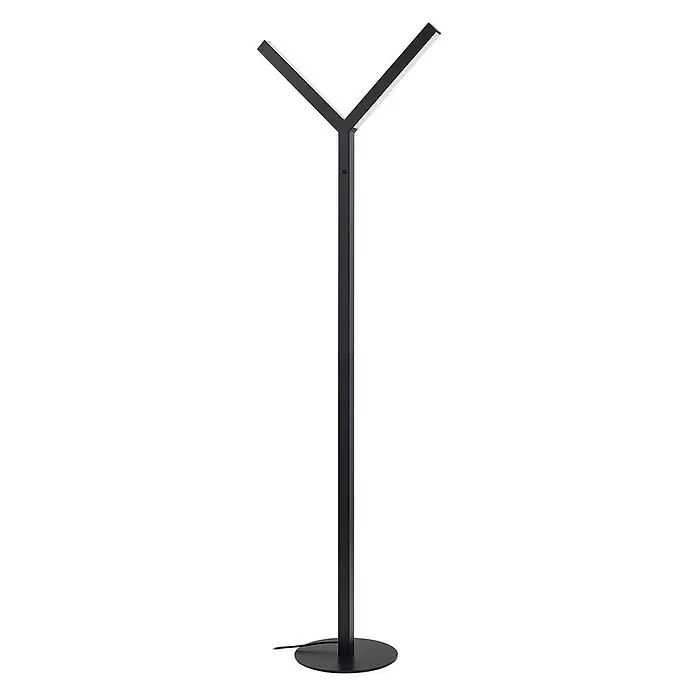 Lucande LED Stehlampe Wohnzimmer in schwarz, dimmbar Stehleuchte -  - Schwarze moderne Y-förmige Stehleuchte mit integrierter LED-Beleuchtung.