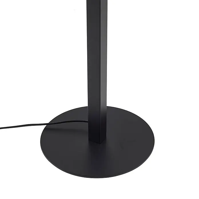 Lucande LED Stehlampe Wohnzimmer in schwarz, dimmbar Stehleuchte -  - Schwarzer Stehlampenfuß mit quadratischem Ständer und runder Platte, inklusive schwarzem Stromkabel.