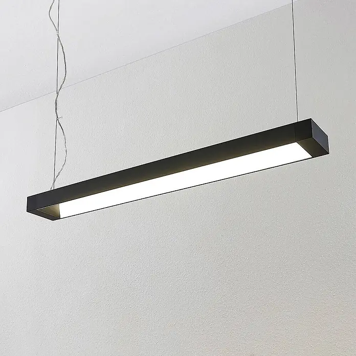 Arcchio LED Pendelleuchte Büro 92 cm, LED-Hängelampe Büroleuchte 4000K -  - Schwarze lineare Pendelleuchte mit heller LED-Beleuchtung.