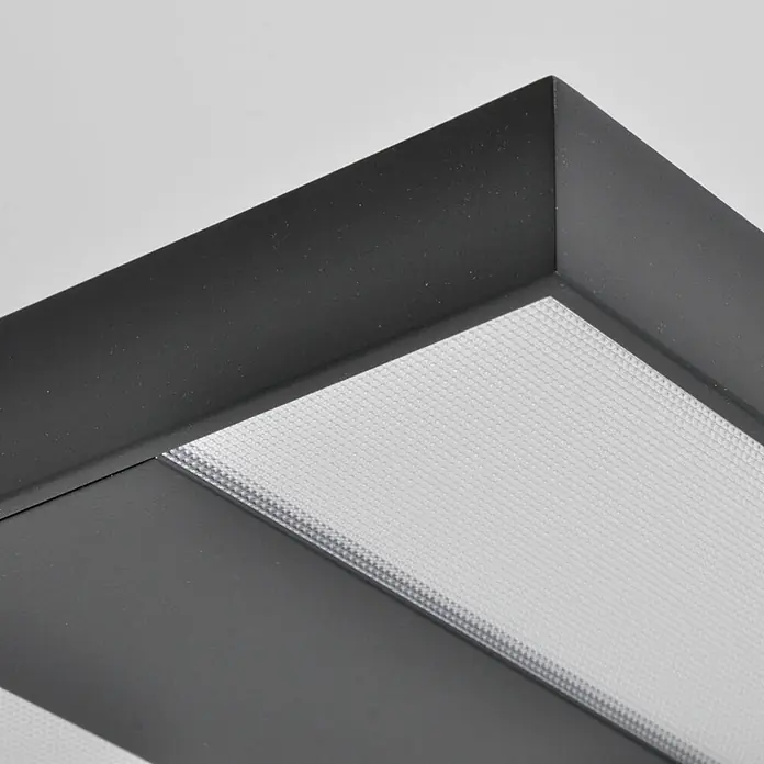 Arcchio LED Büro Stehlampe dimmbar schwarz, Deckenfluter 6000lm, 4000K -  - Schwarzer LED-Panelrahmen mit weißem, strukturiertem Diffusor.