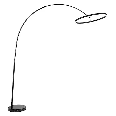 Lucande LED Stehlampe in schwarz, Bogenlampe Wohnzimmer