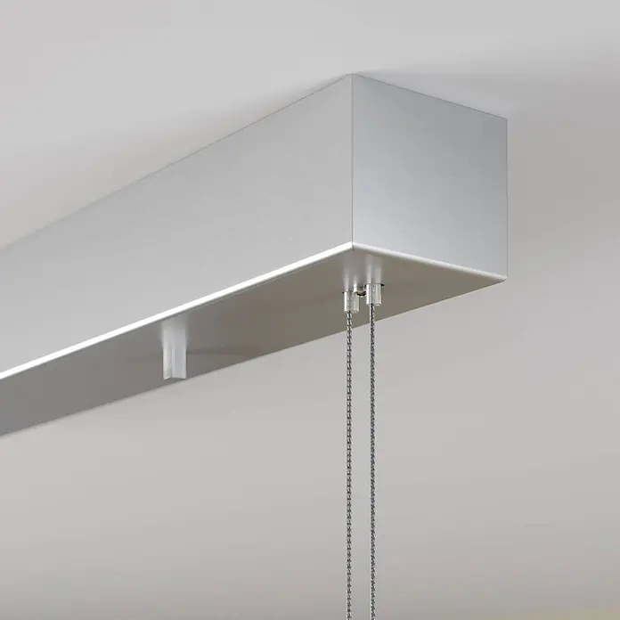 Lucande LED Pendelleuchte höhenverstellbar, dimmbar per Wandschalter -  - Lineare Deckenleuchte aus gebürstetem Aluminium, silberfarben, mit zwei Aufhängedrähten.