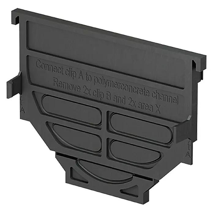 ACO Self Pared frontal Hexaline y Standardline - Uso: Desagüe - Sección de canal de hormigón polimérico negro con conexión de clip y recortes para una fácil instalación y una sujeción segura.