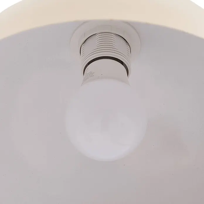 Lindby Stehlampe Wohnzimmer in beige, weiß, Stehleuchte -  - Weiße LED-Glühbirne in einer weißen Fassung, montiert in einer Leuchte.