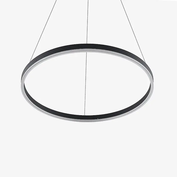 Arcchio LED Pendelleuchte in schwarz, weiß, Hängelampe -  - Runde schwarze und silberne LED Hängeleuchte, an Drähten aufgehängt.