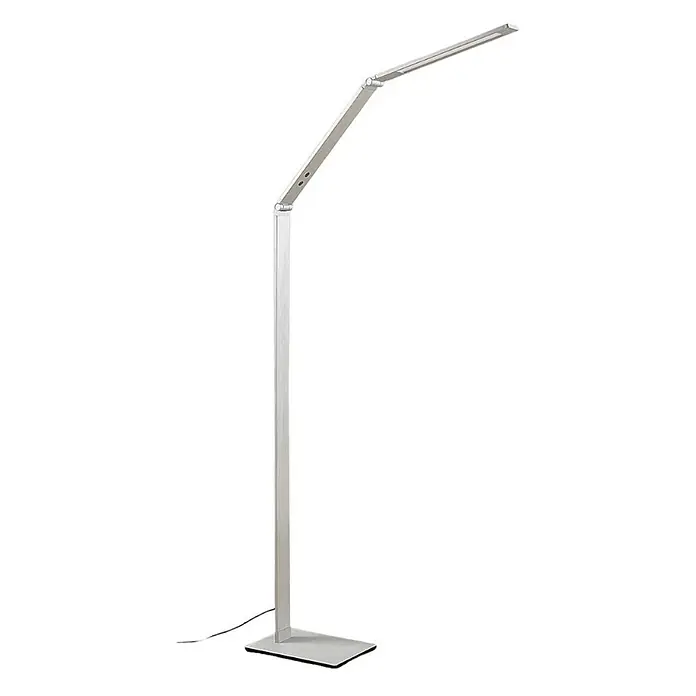 Lucande LED Stehlampe dimmbar, einstellbare Lichtfarbe - 3000-6000K - Schlanke, hellgraue LED-Stehlampe mit Gelenkarm und rechteckigem Fuß.