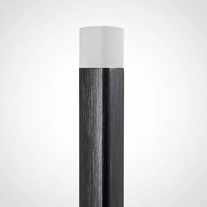 Lucande LED Stehlampe Wohnzimmer in bunt, Stehleuchte -  - Dunkle, gebürstete Metall-Pollerleuchte mit gefrostetem weißem Diffusor.