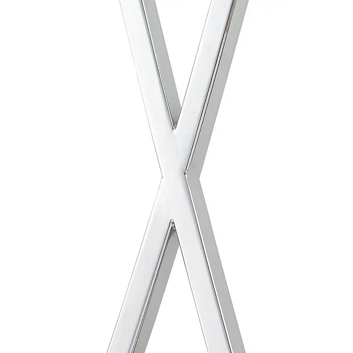 Lucande Stehlampe Wohnzimmer in chrom, weiß, Stehleuchte -  - Poliertes Chrom-X-förmiges Möbelgestell.