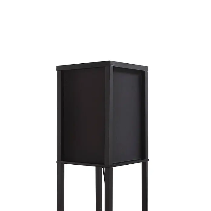 Lindby Stehlampe Wohnzimmer in schwarz, Stehleuchte -  - Schwarze moderne Stehlampe mit kubischem Schirm und schlanken Beinen.
