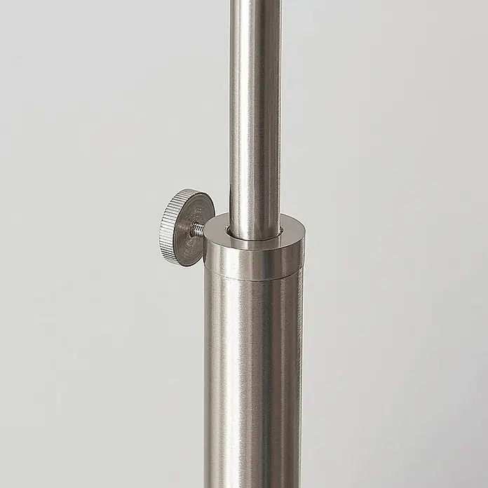 Lindby Stehlampe in nickel satiniert, weiß, Bogenlampe Wohnzimmer -  - Gebürstetes Metallrohr mit gerändelter Rändelschraube zur Höhenverstellung.