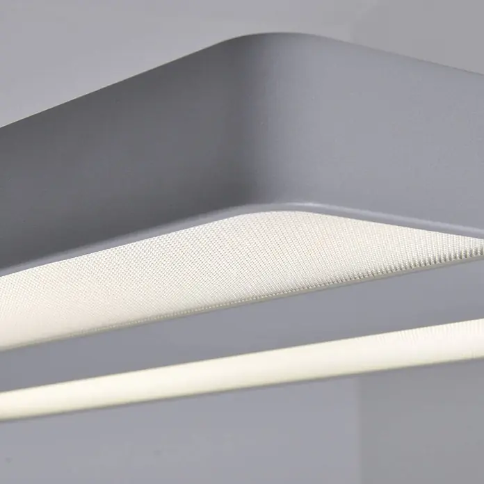 Arcchio LED Büro Stehlampe dimmbar silber, Deckenfluter 8000lm, 4000K -  - Moderne graue lineare Leuchte mit perforiertem Diffusor und unterem Lichtstreifen.