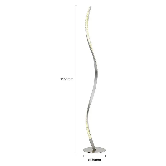Lindby LED Stehlampe RGB Farbwechsel, dimmbar mit Fernbedienung -  - Moderne silberne Spirale LED-Stehleuchte mit Rundfuß. Höhe 1160mm, Fußdurchmesser 180mm.