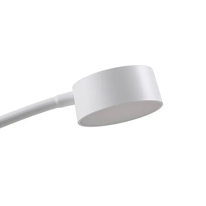 Lindby LED Stehlampe Wohnzimmer in weiß, dimmbar Stehleuchte -  - Weißer moderner Lampenkopf mit flexiblem Arm, mit runder Lichtplatte.