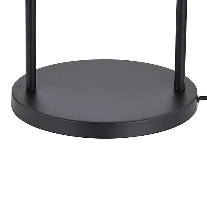Lindby Stehlampe Wohnzimmer in holz, Stehleuchte -  - Runde, schwarze Metall-Lampenbasis mit zwei Stützstangen und Stromkabel. Matte Oberfläche.
