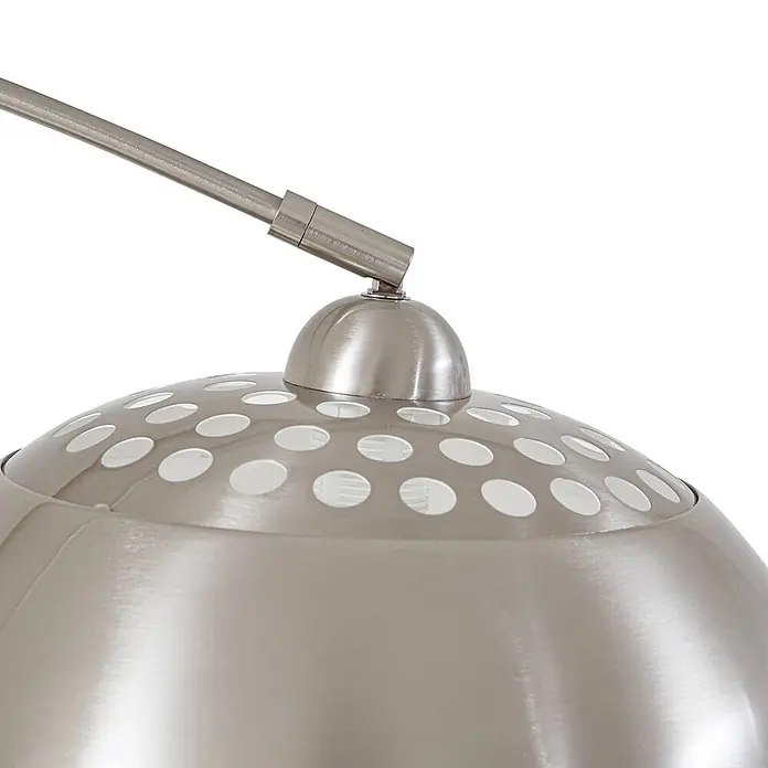 Lindby Stehlampe in nickel, schwarz, Bogenlampe Wohnzimmer -  - Gebürstete Metalllampe mit perforiertem Schirmaufsatz und verstellbarem Armanschluss.