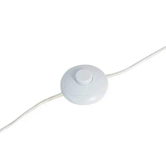 Lindby Stehleuchte Aralena - weiß / opal, weiß / opal, E27 - Weißer Bodenschalter aus Kunststoff mit geflochtenem Kabel zur Lampensteuerung.