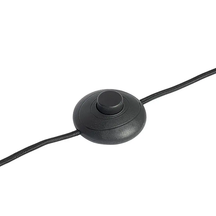 Lindby Stehlampe Wohnzimmer in schwarz, gold, Stehleuchte -  - Schwarzer runder Fußschalter, in ein geflochtenes Elektrokabel integriert.